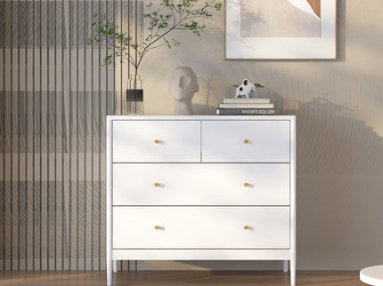 4 Drawer Kids Dresser With Antique Brass Pulls - White