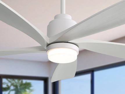 52" Ceiling Fan With Dimmable LED Light, 5 Blades, Reversible DC Motor, Smart Remote Control - White