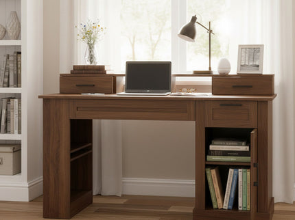 Office Desk With Storage Cabinet, Charging Station, Monitor Stand & Pegboard