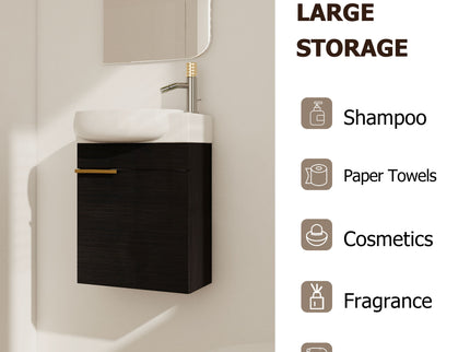 Wall Mounted Bathroom Vanity With Sink And Storage Rack, Soft Close Doors