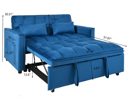 3 In 1 Pull Out Couch Convertible Sofa Bed With Reclining Backrest