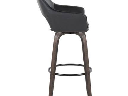Mustang - Contemporary Fixed Height Barstool With Swivel With Round Footrest (Set of 2)