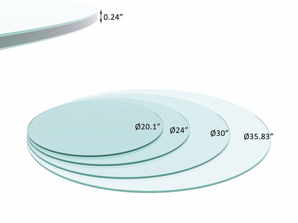 36" Round Tempered Glass Table Top Clear Glass 1 / 4" Thick Flat Polished Edge - Transparent