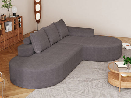 Modern Curved Sofa, L-Shaped Modular Sectional Set With 3 Pillows
