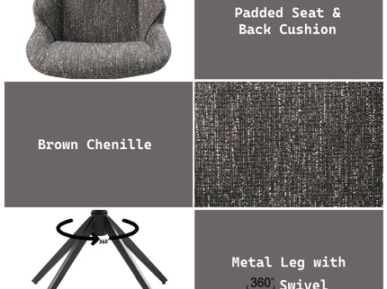 Malika - Side Chair With Swivel (Set of 2) - Brown Gray