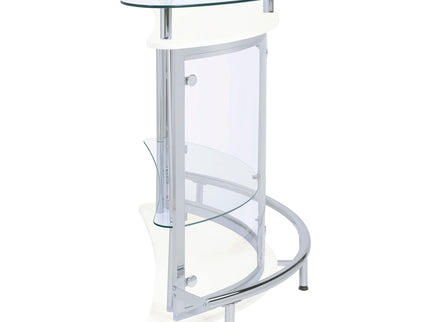 Strick - Freestanding Glass Top Home Bar Wine Cabinet - White