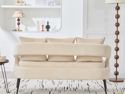 Open Back Loveseat Settee With 3 Pillows
