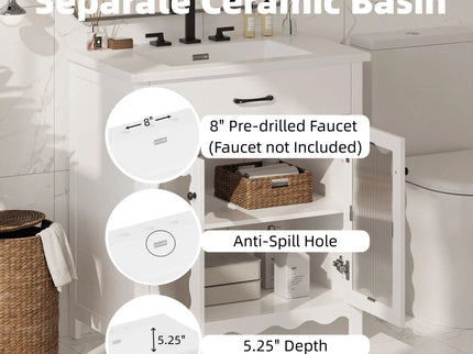 Modern Bathroom Vanity With Tempered Glass Doors