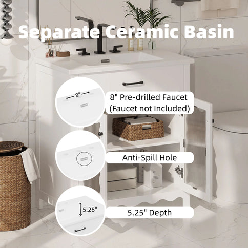 Modern Bathroom Vanity With Tempered Glass Doors