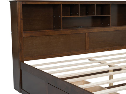 Platform Bed With Multi Storage Headboard, USB And Drawers