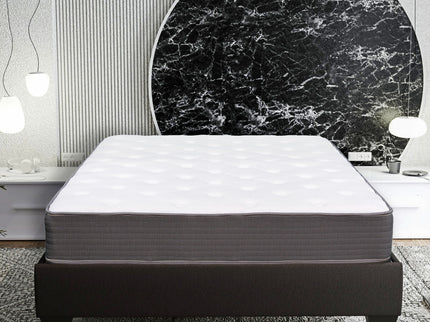 8" Pocket Spring Hybrid Bed In A Box Mattress, Soft Gel Memory Foam - Gray / White - Full