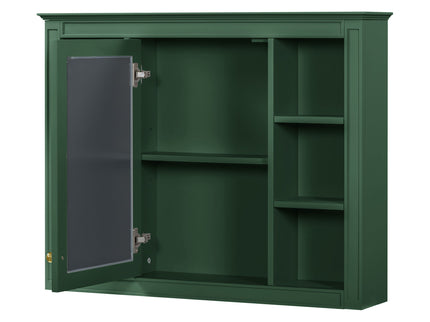 Wall Mounted Medicine Cabinet With Mirror, Storage Cabinet Featuring 6 Open Shelves And Adjustable Interior