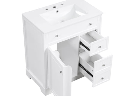 Bathroom Vanity With Sink Top, Cabinet With Door And 2 Drawers - White