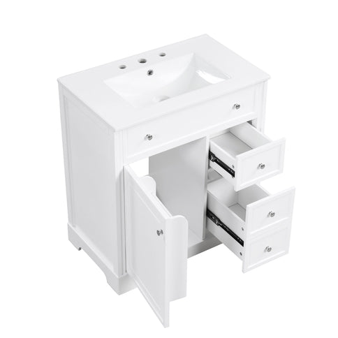 Bathroom Vanity With Sink Top, Cabinet With Door And 2 Drawers - White