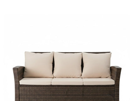 All-Weather Wicker 3 Seat Patio Sofa With Thick Cushions