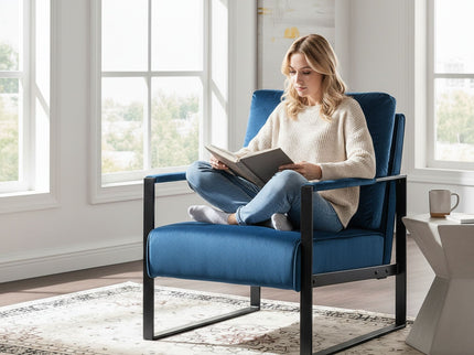 Classic Mid Century Modern Accent Chair With Durable Square Metal Frame, Armchair