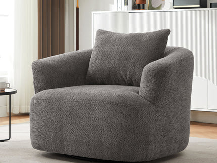 360° Swivel Barrel Sofa Chair With Throw Pillow, Upholstered Accent Chair