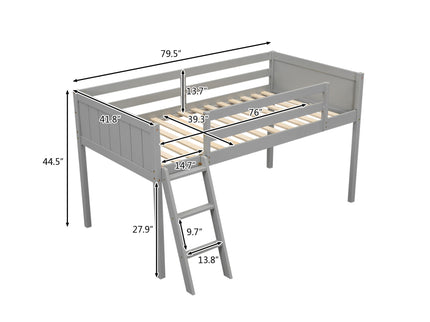 Low Loft Bed With Adjustable Ladder