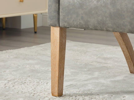 Upholstered Open Back Armchair With Weathered Rubberwood Legs