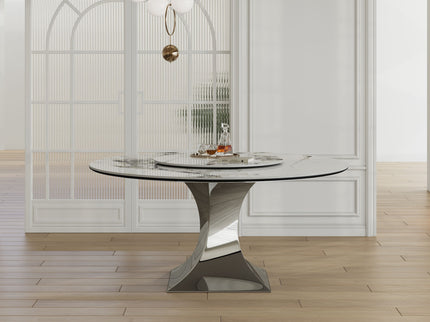 Round Dining Table & 6 Chairs Set - Silver