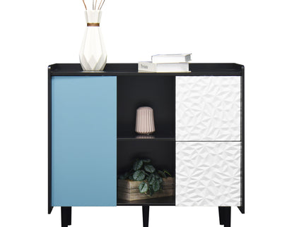 Modern Sideboard Buffet Cabinet With Doors And Unique Panel Styling