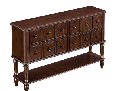 Console Table, Entryway Sofa Table With 4 Storage Drawers And Open Shelf - Espresso