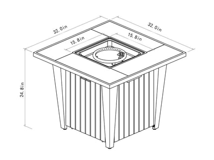 Morden Steel Fire Pit Table With Marble Tile Tabletop, Glass Wind Guard And Lid