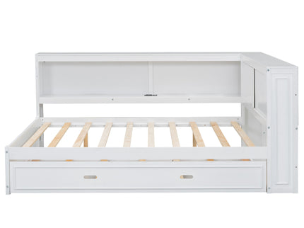 Daybed With Storage Shelves, LED, USB, And Trundle