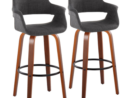 Vintage Flair - Mid Century Modern Fixed Height Barstool With Swivel With Round Footrest (Set of 2)