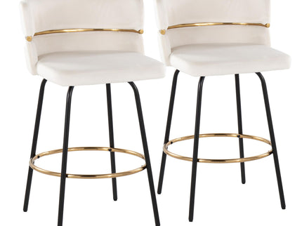 Cinch - Contemporary Fixed Height Counter Stool With Swivel & Round Footrest (Set of 2)
