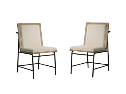 Bowen - Round Dining Table With Cream Color Upholstered Chairs (Set of 5) - Oak Finish