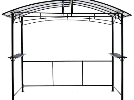 Grill Gazebo 8X5Ft, Outdoor Patio Canopy, Bbq Shelter With Steel Hardtop And Side Shelves - Black