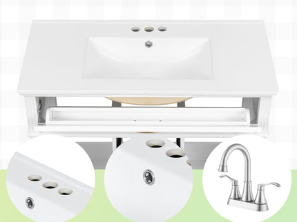 Modern Freestanding Bathroom Vanity With Sink, Cabinet, Soft-Close Drawers, Tip-Out Tray