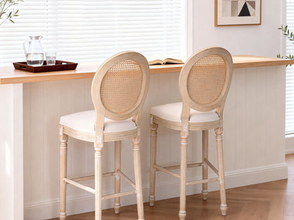 French Country Bar Chairs With Round Back (Set of 2)