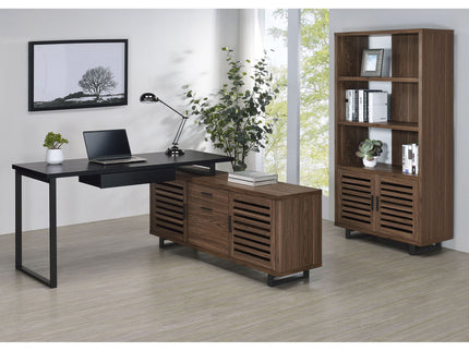 Rodger - L Shape Office Desk With Storage, Workstation For Home Or Office - Walnut