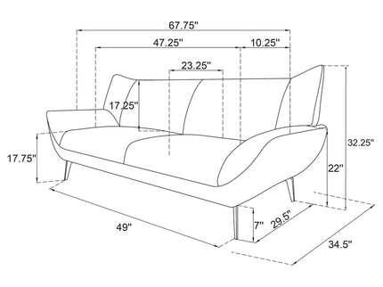 Logan - Flared Arm Loveseat Lounge Sofa - Teal Blue