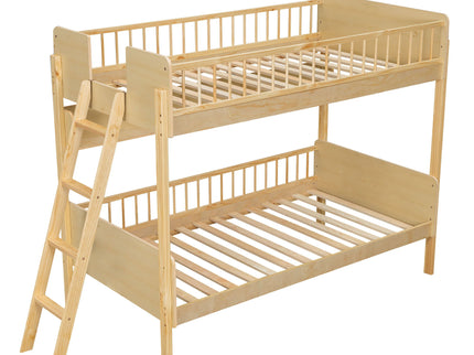 Bunk Bed With 3 Storage Shelves, Adjustable Ladder Left Or Right