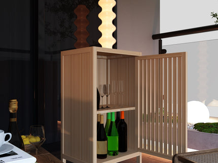 Bamboo Freestanding Storage Cabinet With Door And Shelf For Bathroom, Living Room, Kitchen - Natural / Natural Wood