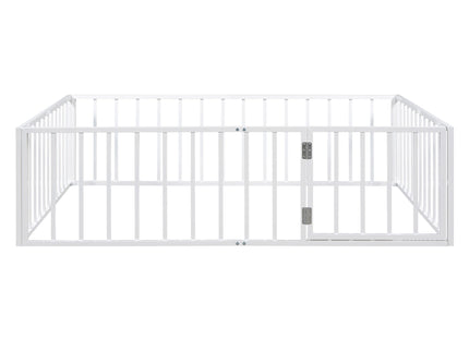 Metal Floor Bed Frame With Fence And Door