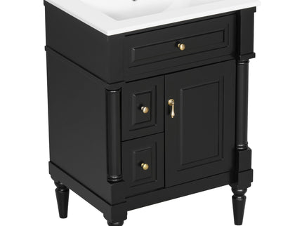 Freestanding Bathroom Vanity With Sink, Adjustable Shelf & Flip Drawer