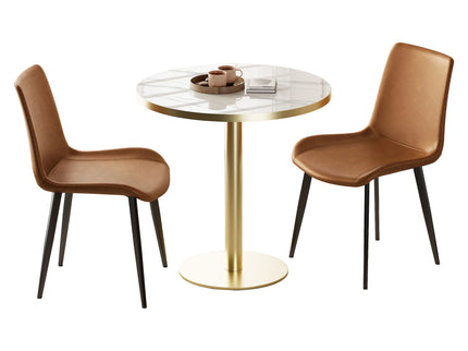 Round Bistro Table - Gold / White