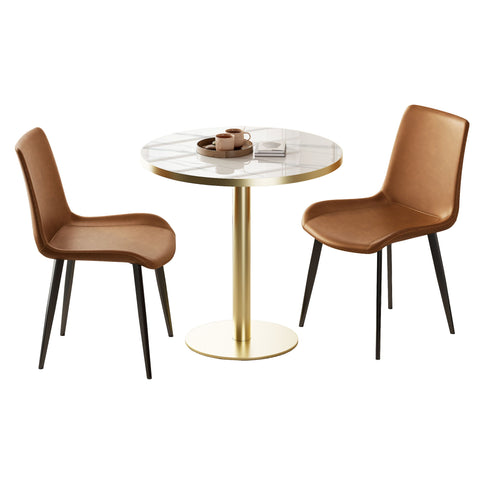 Round Bistro Table - Gold / White