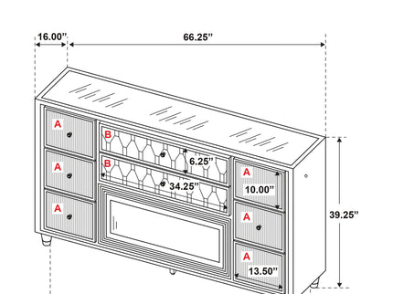 Mika - 8 Drawer LED Fireplace Dresser