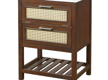 Modern Bathroom Vanity With Integrated Sink, Cabinet With 1 Deep Drawer And 1 Tip-Out Drawer