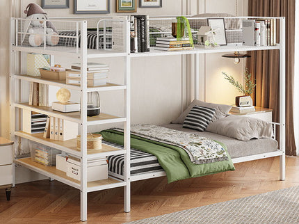 Bunk Bed With 5 Tier Shelves