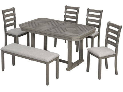 6 Piece Dining Table Set With Ergonomic Seating