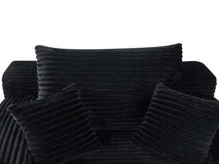 Convertible Chaise Lounge Chair & Wide Armrest & Throw Pillows - Black