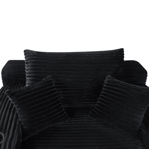 Convertible Chaise Lounge Chair & Wide Armrest & Throw Pillows - Black