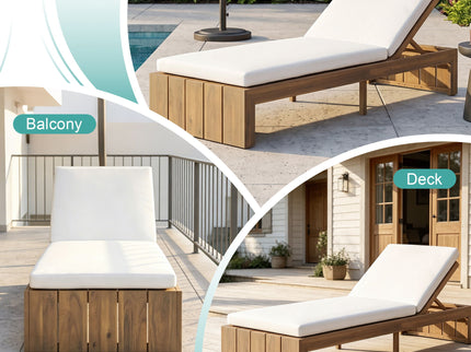 Adjustable Outdoor Chaise Lounge Patio Recliner With Removable Cushion
