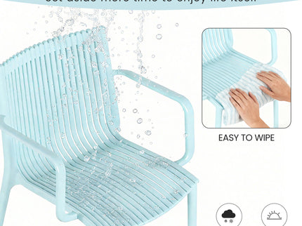 4 Piece Stackable Single Chairs With Vertical Stripe Design For All Weather